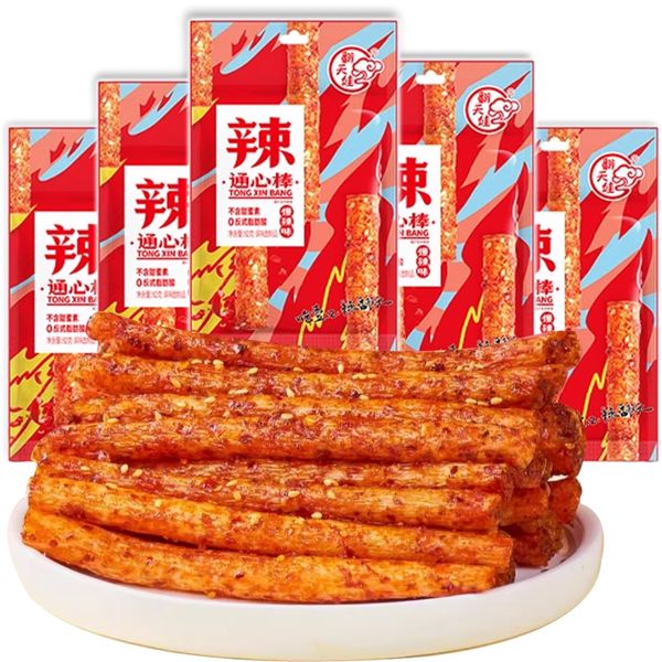 Rakuten - YAYAMIYA ラーティアオ 辣条 中国 お菓子 翻天娃辣条 [大容量パッケージ 82g] 麻辣休食品小吃 素食手撕面筋 爆辣通心棒 通心棒 ベースフード ご飯のお供 おつまみ 香辣薯条 湖南特 中華食材 旧零食 麻辣小零食 辣條 ベジタリアンスパイシースナックおつまみ 辛口 おつまみ お