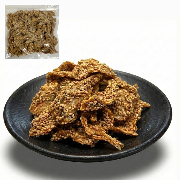 樂天商城 - イワシせんべい 骨せんべい いわしせんべい カルシウム お菓子 220g たっぷり胡麻付 便利なジップ袋入Alneka