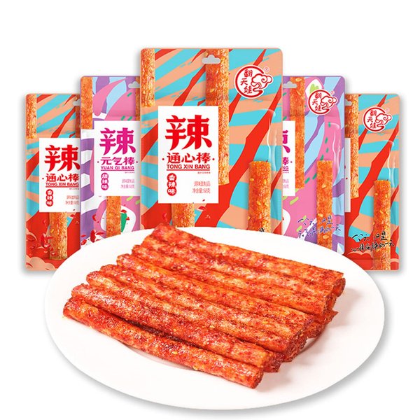 乐天商城 - 辣条 ラーティアオ 中国 お菓子 翻天娃辣条爆辣通心棒 68g+甘辛い元气棒 68g麻辣休食品小吃 素食手撕面筋 ベースフード ご飯のお供 おつまみ 香辣薯条 湖南特 中華食材 旧零食 麻辣小零食 辣條 ベジタリアンスパイシースナック 辛口 おやつ 爆辣片 辣味零食 (通心棒(超辛い)2