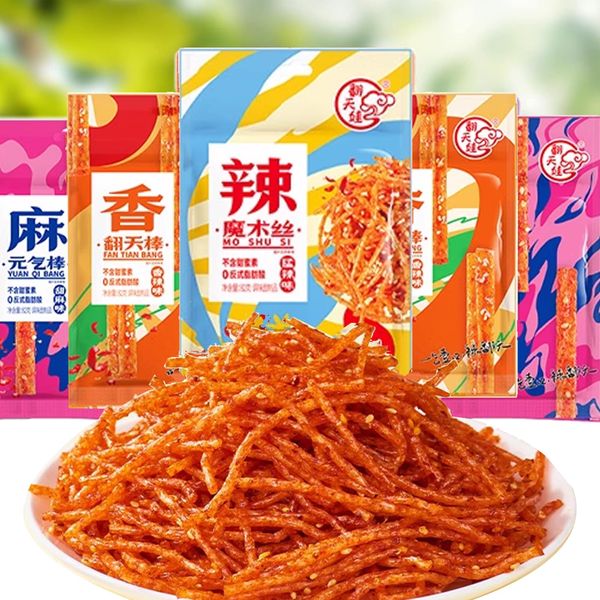 樂天商城 - YAYAMIYA ラーティアオ 辣条 中国 お菓子 翻天娃辣条 [大容量パッケージ 82g] 麻辣休食品小吃 素食手撕面筋 爆辣通心棒 元気棒 ベースフード ご飯のお供 おつまみ 香辣薯条 湖南特 中華食材 旧零食 麻辣小零食 辣條 ベジタリアンスパイシースナックおつまみ 辛口 おつまみ お