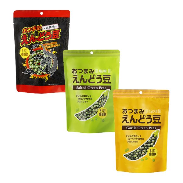 乐天商城 - おつまみ えんどう豆 100g (3個セット, 麻辣、塩、にんにく)