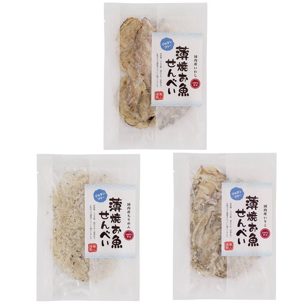 薄焼お魚せんべい 5g 食べ比べセットいわし/ちりめん/いりこうす焼き イワシ カルシウム おさかな 煎餅 瀬戸内産100% グルテンフリー 国産 小豆島 子供 こども お菓子 おかし おやつ 出汁 おいしい シニア 高齢者 オリーブアイランド oliveisland zozo-10088869 zo- パッケージ画像