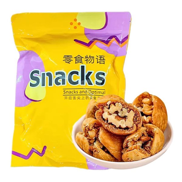 乐天商城 - イチジクがクルミの実を挟む 甘い カリカリ 大粒いちじく 皮が薄く肉厚のくるみ しんくうほうそう くるみ なつめ クルミ 无花果核桃仁 中国お菓子 中華食材 蜜果干 休零食(250g*1袋)