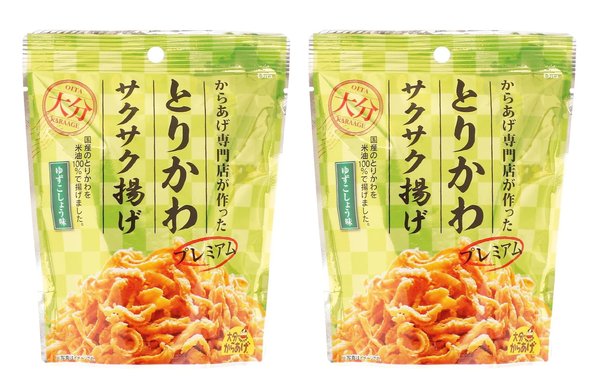 大分からあげ プレミアム とりかわサクサク揚げ ゆずこしょう味 30gx2袋 おつまみ おやつ スナック 九州産柚子使用 つえエーピー zozo-10090035 zo- パッケージ画像