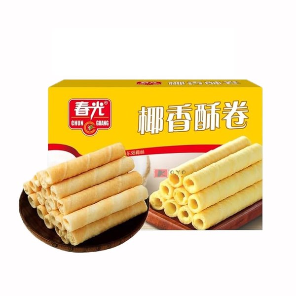 Rakuten - 春光椰香酥巻 ココナッツロール 卵巻き菓子 駄菓子 酥卷 餅乾 個装 小分け 中華菓子 (150gx1点)