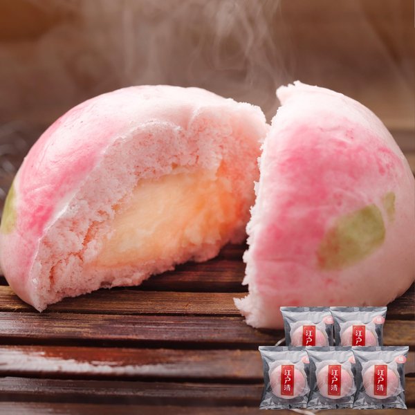 江戸清 桃まん 5個入 桃の節句 国内製造 横浜中華街 冷凍 中華まん 中華 惣菜 点心 飲茶 お取り寄せグルメ 中華まんじゅう もも モモ (5 個) zozo-10090471 zo- パッケージ画像