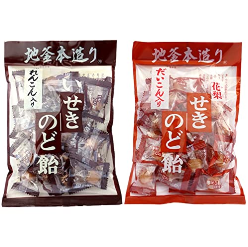 井関食品 れんこん入せきのど飴100g/ だいこん入花梨せきのど飴 80g(2種類) おまけ付き 地釜本造り【在庫あり】