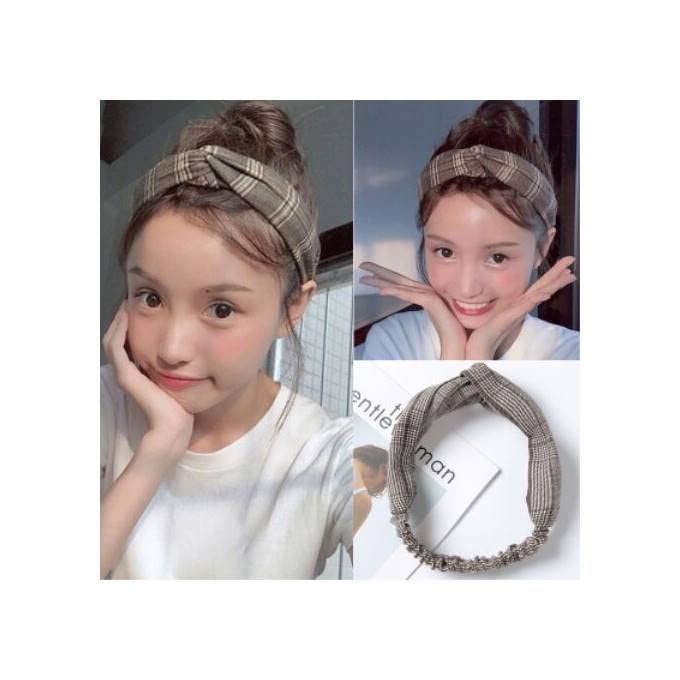 ヘアバンド ターバン ヘアアクセサリー ヘッドバンド 伸縮性あり ブラウン【在庫あり】