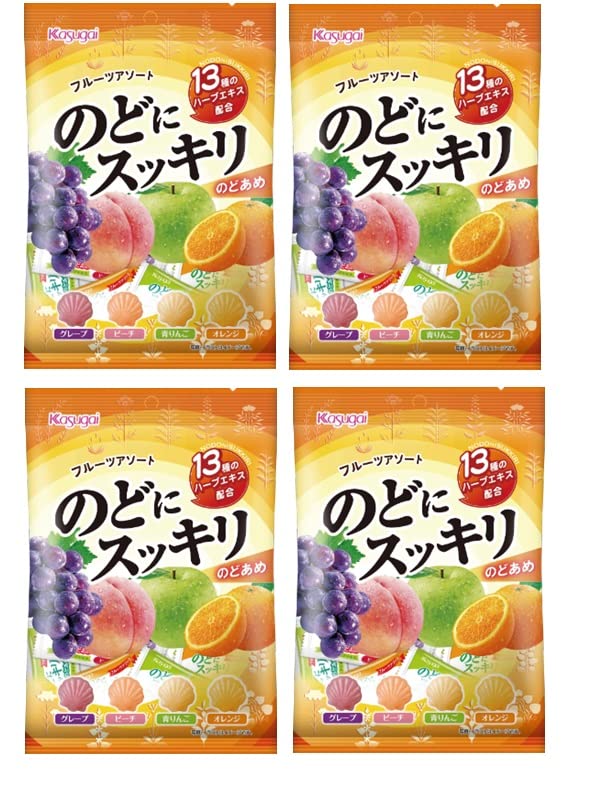 春日井製菓 のどにスッキリフルーツアソートのどあめ(4袋)おまけ付【在庫あり】