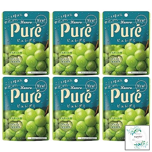 カンロ ピュレグミマスカット味56g×6袋 Topsellerオリジナル開封日シールセット おまけ付き マスカットペースト コラーゲン ビタミンc【在庫あり】