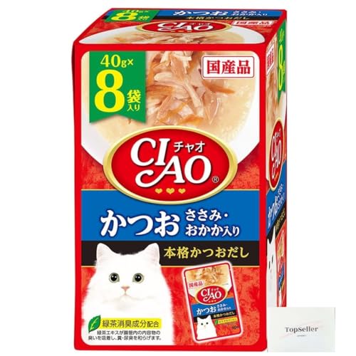 CIAO パウチ 40g×8袋入り かつお ささみ おかか入り オリジナルティッシュ付き(猫用)(アウトレット箱なし、便)