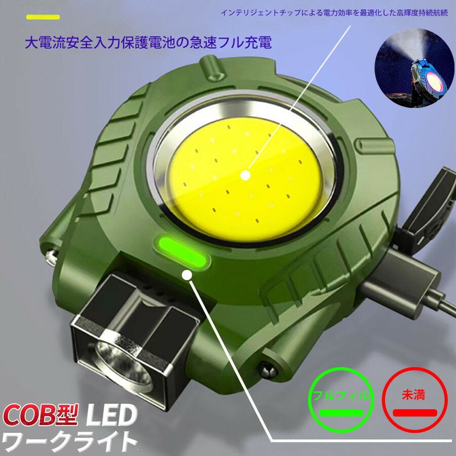 投光器 COBライト 懐中電灯 キーホルダーライト 人体感応誘導 led 強力 小型 充電式 ライト USB 作業灯 ワークライト カラビナ 防水 最強 防災 ...