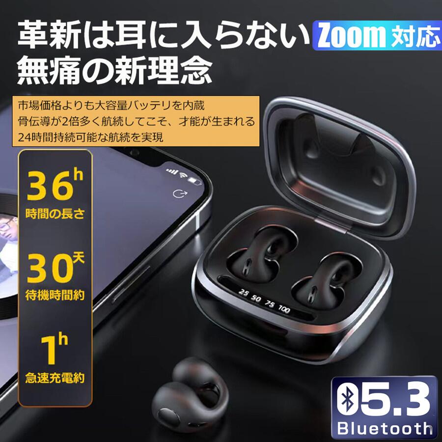 骨伝導イヤホン ごレビューで特典GET!Bluetooth5.3 高音質 骨伝導イヤホン 生活防水 会議/在宅勤務/散歩/スポーツにおすすめ 快適 音漏れ防止耳...