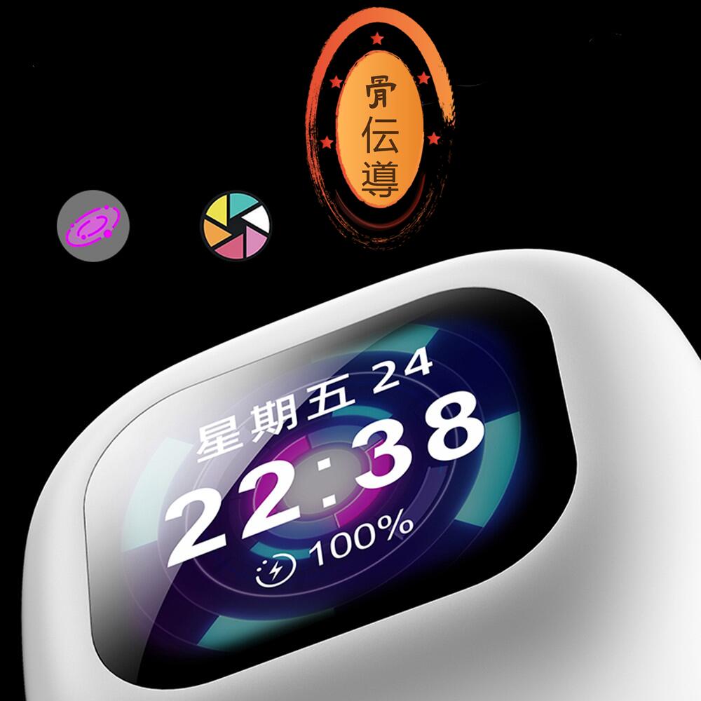 \骨伝導イヤホン液晶付き完全ワイヤレスイヤホン/ 【タッチパネルLED大画面操作!より操作便利】 Bluetooth5.4 高音質 骨伝導イヤホン 生活防水 会...