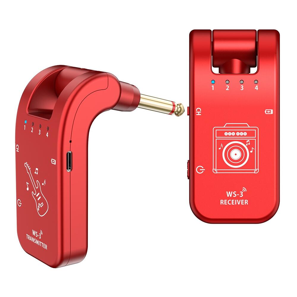 UHF 4 チャンネル ワイヤレス ギター システム トランスミッターとレシーバー 800MHz-900MHz プラグ アンド プレイ 282 度回転 6.35...