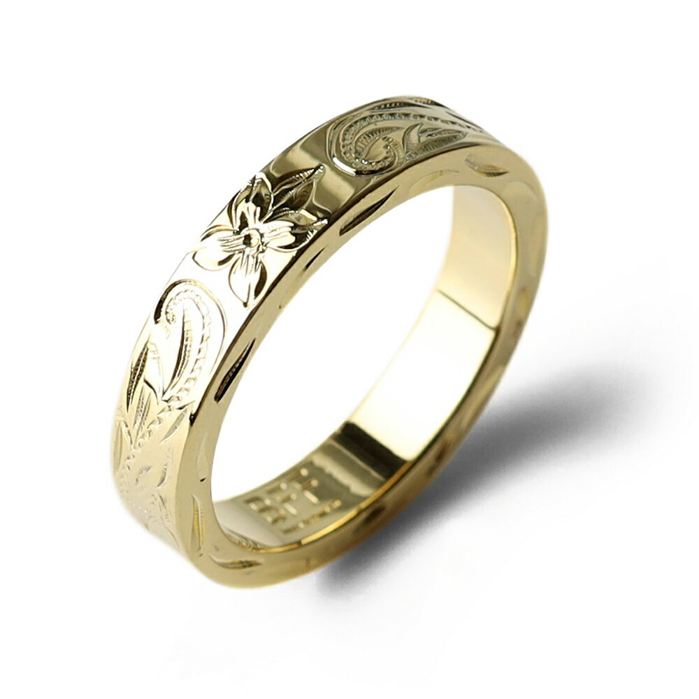 【スーパーSALE 10%OFF 4,800円→4,320円 】BFF ブランド プルメリア 幅4mm 平打リング ゴールド 18K GP gold 金色 マイ...