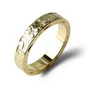 BFF ブランド プルメリア 幅4mm 平打リング ゴールド 18K GP gold 金色 マイレ スクロール フラットバンド ペア ハワイ ハワイアンジュエリ...