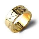 BFF ブランド ハワイアンリング メンズ スクロールリング ゴールド 18k gp ドルフィンリング イルカ 手彫り 幅8mm 専用BOX付属