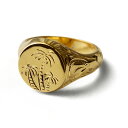 BFF ブランド ハワイアンリング メンズ 印台リング シグネットリング ゴールド 18k gp ヤシの木リング パームツリーリング 手彫り 小ぶり 専用BOX...
