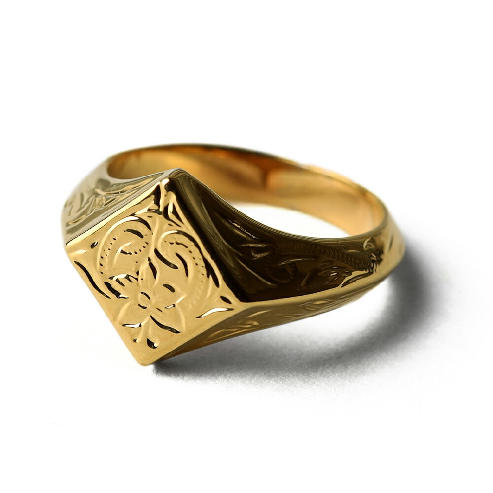 【スーパーSALE 10%OFF 5,800円→5,220円 /BFF ブランド プルメリア 印台リング スモール 小ぶり ゴールド 18K GP gold 金...