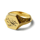 BFF ブランド ハワイアンリング メンズ 印台リング シグネットリング 六角 ゴールド 18k gp タートルリング ウミガメ 海亀 手彫り 小ぶり 専用BO...