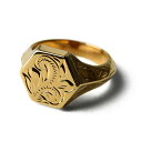 BFF ブランド スクロール マイレ 印台リング スモール 小ぶり ゴールド 18K GP gold 金色 六角形 スタンプリング シグネットリング ハワイ ハ...