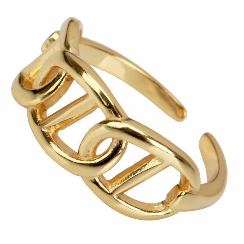 Rakuten - シルバー925 チェーンリング 指輪 レディース 18K ゴールド 指輪 銀 silver gold 金属アレルギー対応 フリーサイズ オープンリング