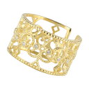 【スーパーSALE 10%OFF 3,300円→2,970円 】シルバー925 レース ゴールド リング 透かし 太幅 太め K18 GP ジルコニア CZ フ...