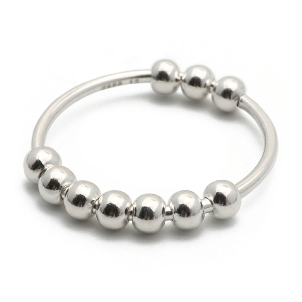 【スーパーSALE 10%OFF 2,970円→2,673円 ／シルバー925 リング 指輪 レディース シルバー S925 細身 ボールリング 極細 シンプル 個性 アクセント 球体 ボール可動 金属アレルギー対応