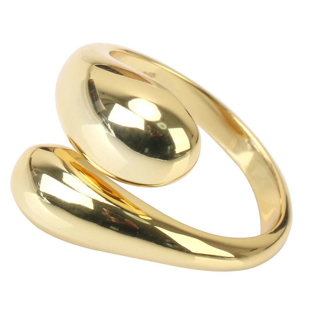 Rakuten - シルバー925 ゴールド 18K GP ハグリング シンプル モダン しずく ティアドロップ gold silver 金属アレルギー対応 フリーサイズ オープンリング