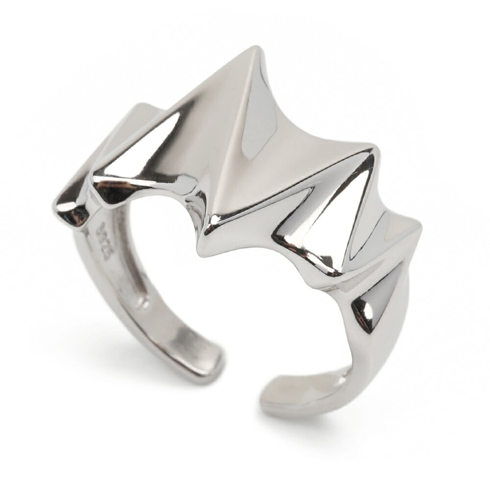 シルバー925 リング 指輪 レディース シルバー S925 レディースリング ギザギザ シンプル 艶 金属アレルギー対応 オープンリング フリーサイズ(4.0)