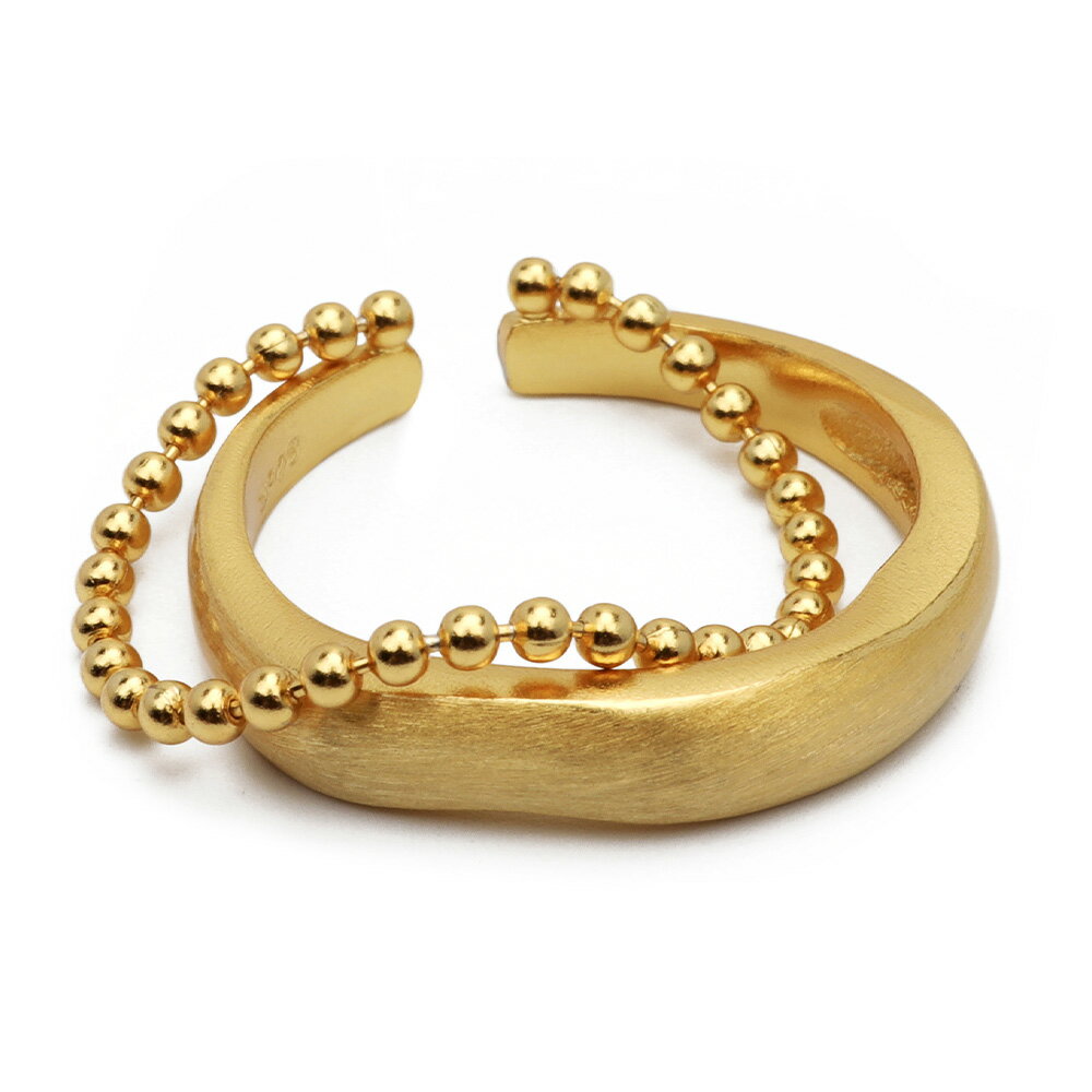 Rakuten - シルバー925 リング レディース シルバー レディースリング S925 ゴールド 2連 ボールチェーン 18KGP gold 金色 指輪 オープンリング 金属アレルギー対応