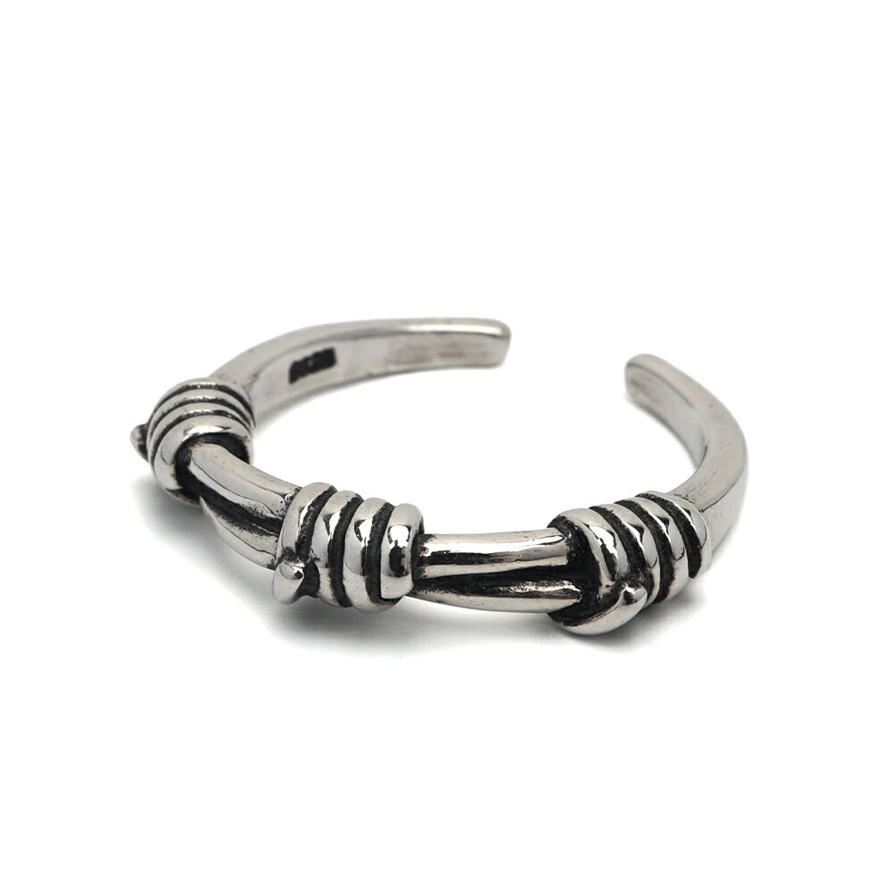 シルバー925 有刺鉄線をモチーフにしたユニークなリング とげとげリング オニハリバーブ silver オープ..