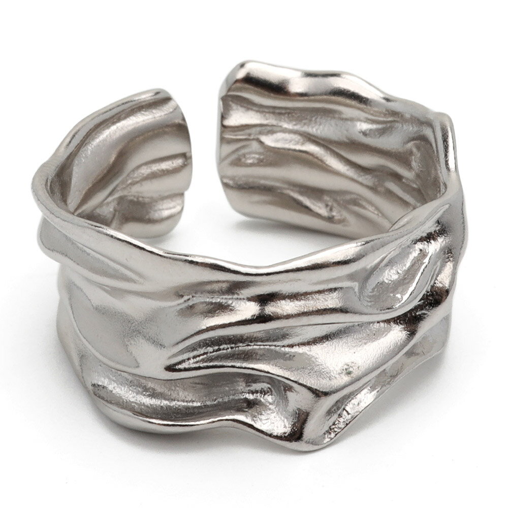 シルバー925 リング 指輪 レディースリング S925 しわ加工 ドレープ シンプル 太め シルバー silver 銀色 オープンリング フリーサイズ 金属アレルギー対応