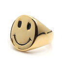 ニコちゃんリング 印台リング シルバー ゴールド メンズ指輪 スマイル スマイリーフェイス 滑らか 笑顔 リング スタンプリング 円形 鏡面