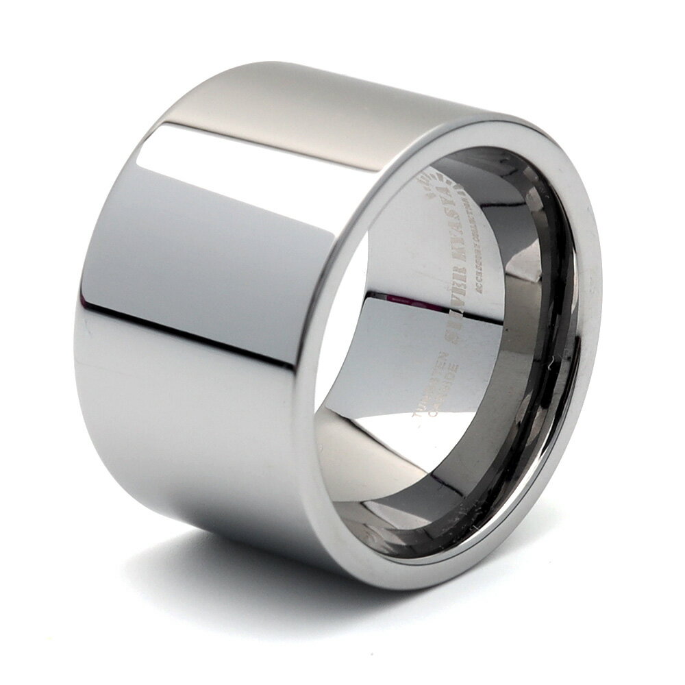 Rakuten - タングステン ワイドリング 幅14mm 太幅 幅広 ごつめ 指輪 メンズ リング シルバー メタリック シンプル 金属アレルギー対応 専用BOX付属