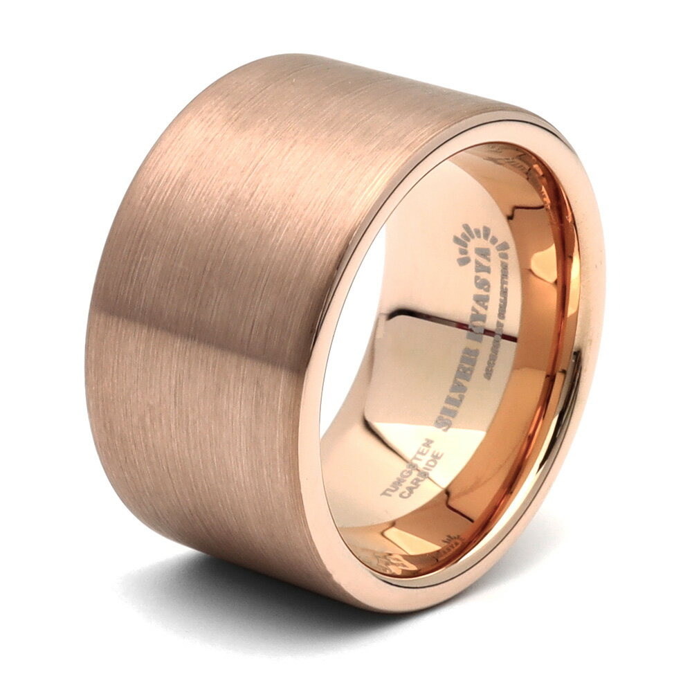 Rakuten - タングステン ワイドリング 幅12mm 太幅 幅広 ごつめ 指輪 メンズ リング ローズゴールド ピンク つや消し マット シンプル 金属アレルギー対応 専用BOX付属
