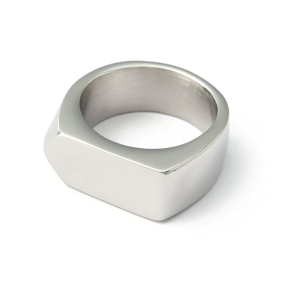 Rakuten - STAINLESS 細身 印台リング メンズ シンプル 指輪 シルバー 銀色 ステンレス