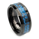 タングステン リング 指輪 メンズ カーボン ブルー 心電図 ハート 男性 リング 金属アレルギー対応 tungsten 専用BOX付属 プレゼント SILVERKYASYA 父の日(4)