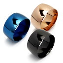ステンレス シンプルリング 太幅 メンズ レディース ブルー ブラック ローズゴールド ピンク 指輪 ごつめ 太め 金属アレルギー対応