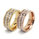 ステンレス エタニティリング レディース 指輪 女性 ゴールド 18K GP ローズゴールド ピンク キラキラ 輝く ピンキー ファランジ 金属アレルギー対応