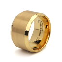 タングステン 幅広リング 太幅 14mm メンズ ワイドリング 指輪 ゴールド 18K IP つや消し ヘアライン マット ごつめ つけっぱなしOK 専用BOX オリジナル