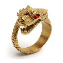 ステンレス 迫力満点 ドラゴンリング ゴールドリング 18K GP gold 龍リング 竜 辰 ごつめリング メンズ 指輪 男性 金属アレルギー対応