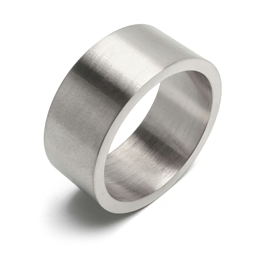 ステンレス リング メンズ 指輪 つや消し マットリング ワイドリング シンプルリング 幅10mm 平打ちリング シルバー 金属アレルギー対応