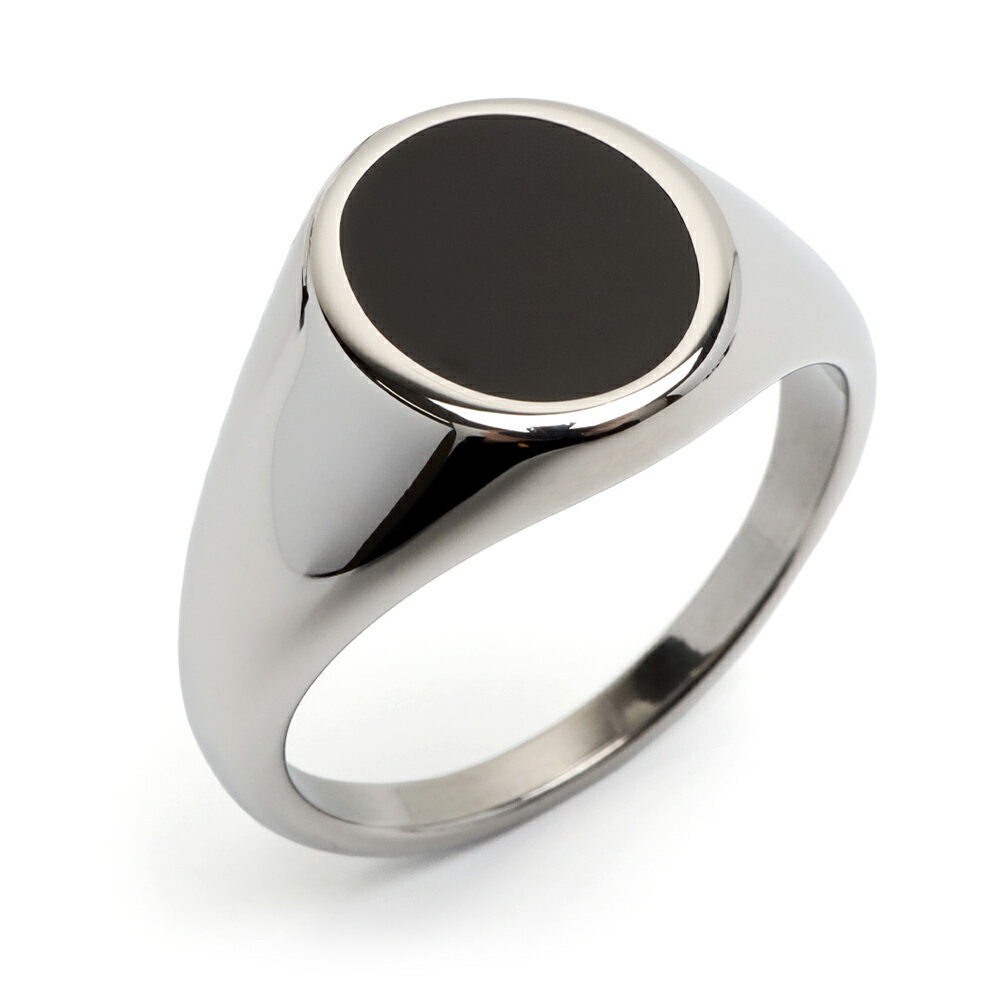【スーパーSALE 10%OFF 2,530円→2,277円 /ステンレス 印台リング ブラック シグネットリング シルバー シンプル スタンプリング 小指 ラ...