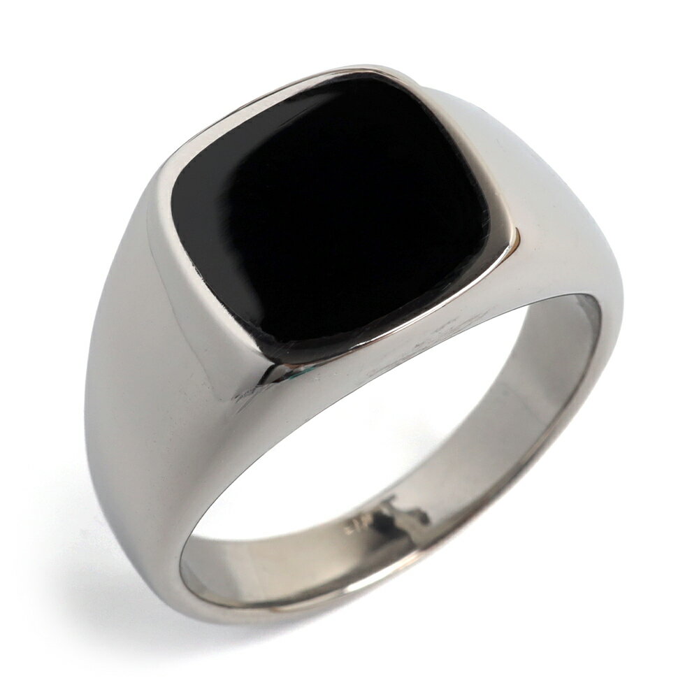 【スーパーSALE 10%OFF 2,530円→2,277円 /ステンレス 印台リング ブラック シグネットリング シルバー シンプル スタンプリング 小指 ス...