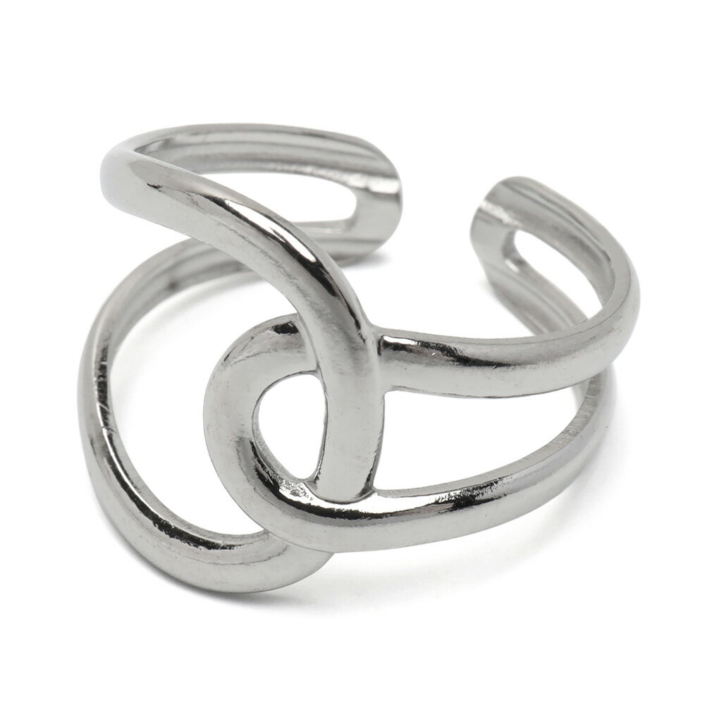 ステンレス ノットリング メタルリング オープンリング 結び 透かし 指輪 レディース 女性 金属アレルギー対応 プチプラ