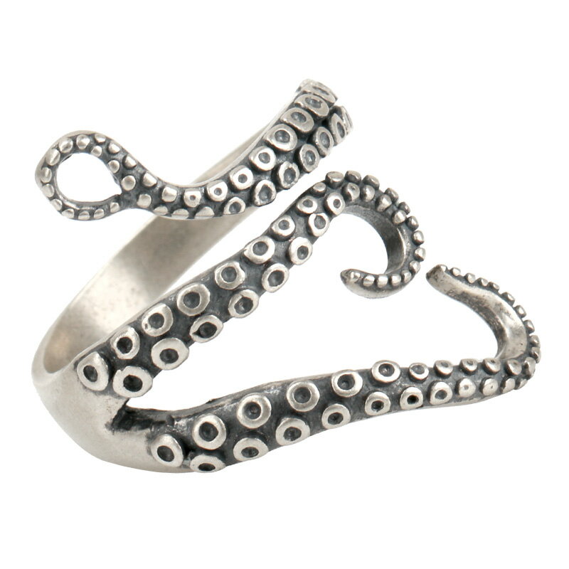 【スーパーSALE 10%OFF 6,600円→5,940円 ／タコ足リング シルバー925 オクトパスリング 蛸 吸盤 クラー..