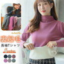 カットソー 秋 秋服 レディース トップス ハイネック 長袖Tシャツ 裏起毛 タートルネック 無地
