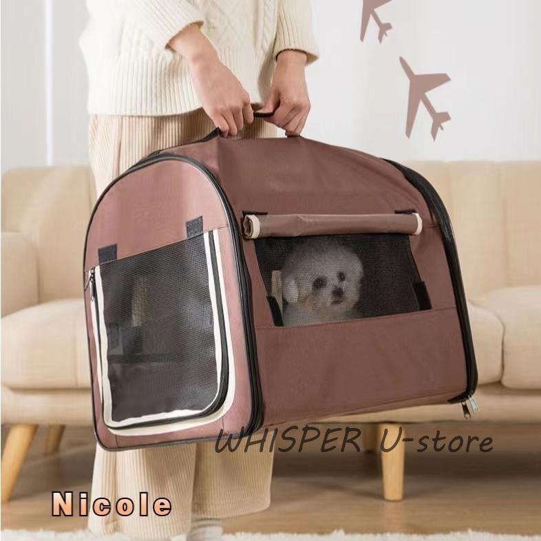 SmalSize L - 折りたたみ ソフトケージ 犬 猫 キャリーバッグ付 【Mサイズ】奥行60×横幅46×高さ51cm 小型犬
